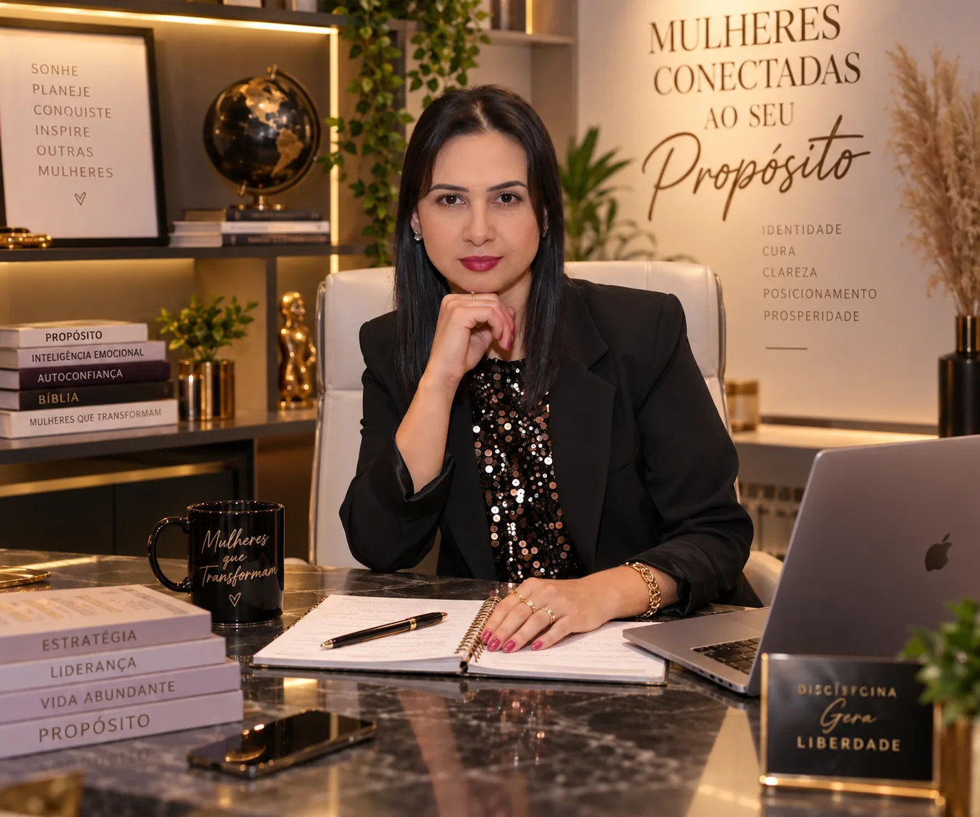 Karine dos Santos em ambiente profissional